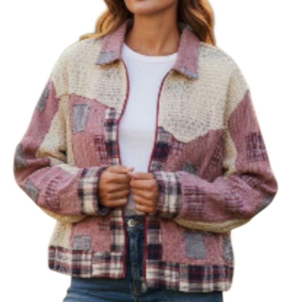 Pol Women's Medium Patchwork Gingham Plaid Croche… - image 1